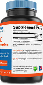 Nova Nutritions N-Acetyl L-Cysteine (NAC) 600mg - 250 Capsules